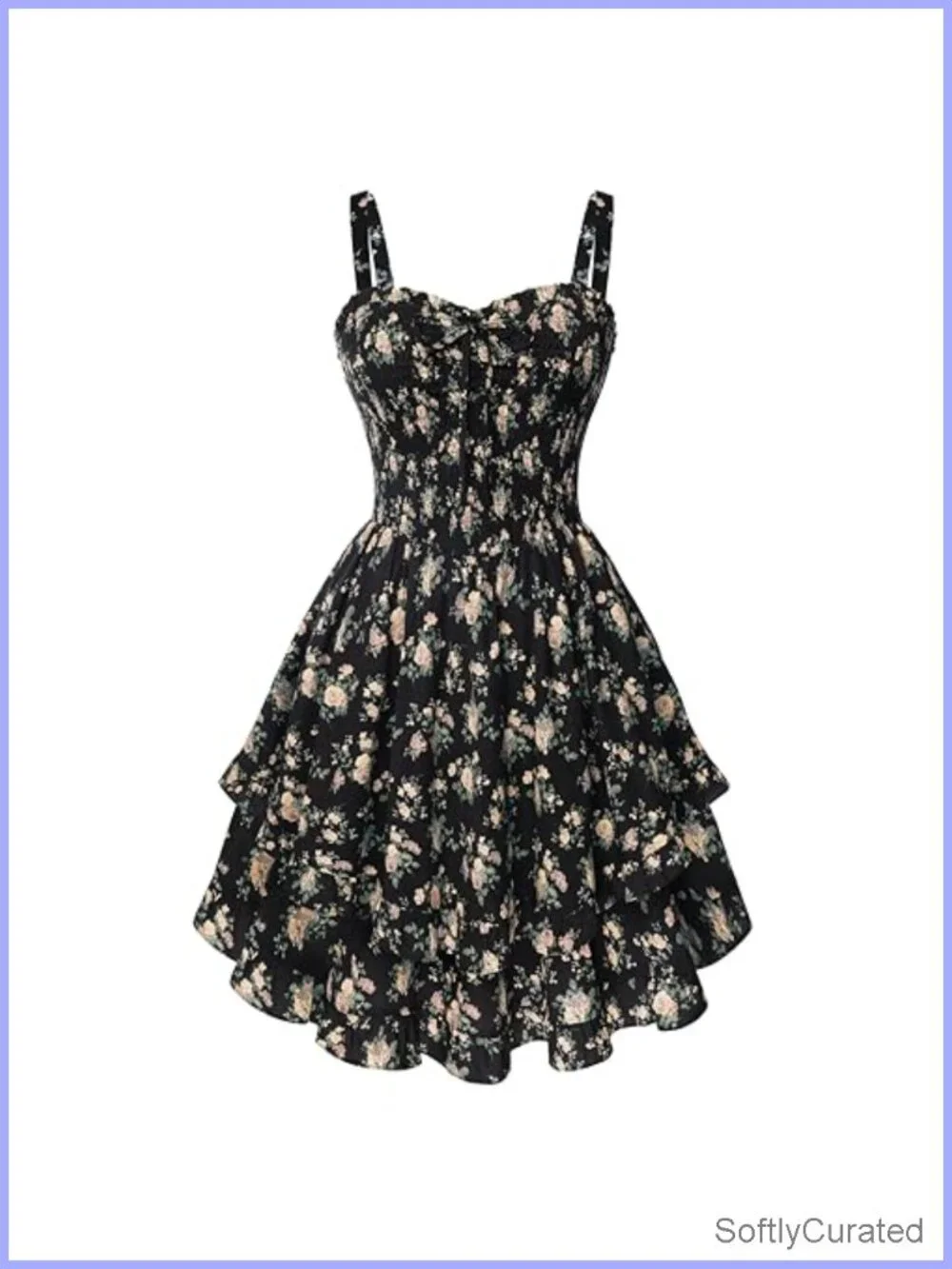 Smocked Floral Sundress with Adjustable Straps and Pockets